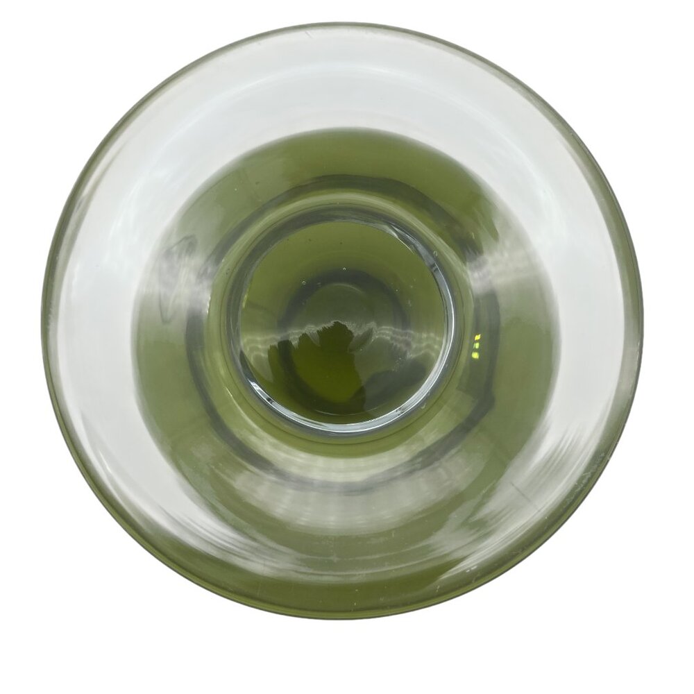 Vintage Avocado Green Art Glass Pitcher Pedestal Base Applied Handle MCM - Picture 9 of 11